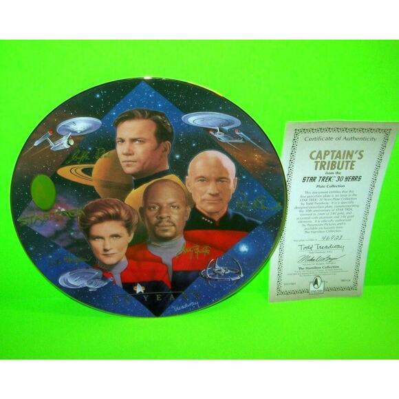 Star Trek Collector Plate Hamilton Numbered Captains Tribute COA Kirk Enterprise - Picture 1 of 12